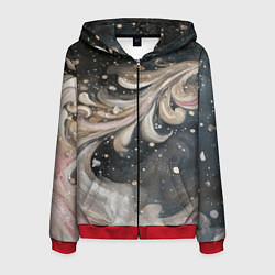 Толстовка 3D на молнии мужская Бежевый объемный узор, цвет: 3D-красный