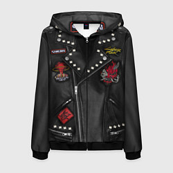 Толстовка 3D на молнии мужская Косуха с нашивкой самурая киберпанк, цвет: 3D-черный