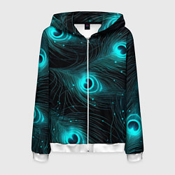 Мужская толстовка на молнии Светящиеся перья павлина паттерн