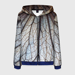 Толстовка 3D на молнии мужская Прожилки растения, цвет: 3D-синий