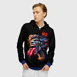 Толстовка 3D на молнии мужская Mick Jagger - Rolling Stones, цвет: 3D-синий — фото 2