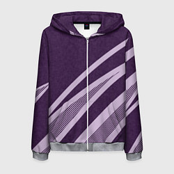 Толстовка 3D на молнии мужская Фиолетовый абстрактный с полосой, цвет: 3D-меланж