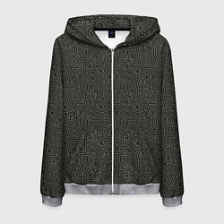 Мужская толстовка на молнии Лабиринтовый паттерн с днями недели иероглифами