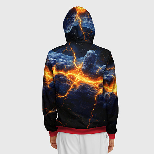 Мужская толстовка на молнии Молнии в разбитом небе / 3D-Красный – фото 4