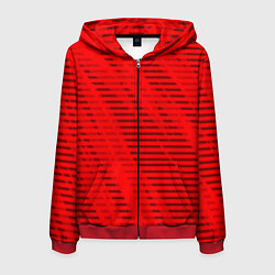 Толстовка 3D на молнии мужская Красный полосатый, цвет: 3D-красный
