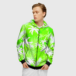 Толстовка 3D на молнии мужская Кислотные тропики, цвет: 3D-черный — фото 2