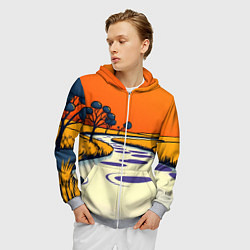 Толстовка 3D на молнии мужская Арт с фантастическим пейзажем, цвет: 3D-меланж — фото 2