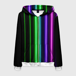 Толстовка 3D на молнии мужская Neon lines, цвет: 3D-белый