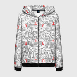 Толстовка 3D на молнии мужская Серые будни и красные выходные иероглифами, цвет: 3D-черный