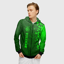 Толстовка 3D на молнии мужская Benfica - green gradient по-вертикали, цвет: 3D-черный — фото 2