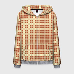 Мужская толстовка на молнии Светлый коричневый простая клетка