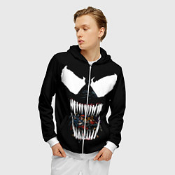 Толстовка 3D на молнии мужская Веном жрет, цвет: 3D-белый — фото 2