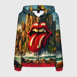 Толстовка 3D на молнии мужская Rolling Stones - sea rocks, цвет: 3D-красный