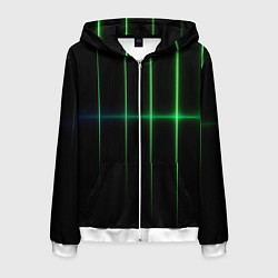 Толстовка 3D на молнии мужская The line is green black, цвет: 3D-белый