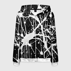 Толстовка 3D на молнии мужская Брызги белой краски, цвет: 3D-белый