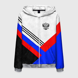 Толстовка 3D на молнии мужская Герб России - минимализм, цвет: 3D-меланж