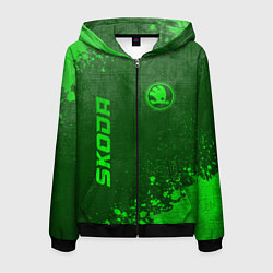 Толстовка 3D на молнии мужская Skoda - green gradient вертикально, цвет: 3D-черный