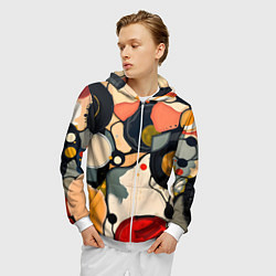 Толстовка 3D на молнии мужская Абстракция с кругами и краской, цвет: 3D-белый — фото 2