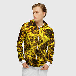 Толстовка 3D на молнии мужская Золотые нити текстура, цвет: 3D-белый — фото 2