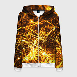 Толстовка 3D на молнии мужская Текстура золотые нити, цвет: 3D-белый