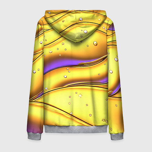 Мужская толстовка на молнии Золотые волны с фиолетовым свечением / 3D-Меланж – фото 2