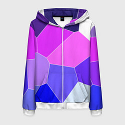 Толстовка 3D на молнии мужская Сине-розовый крупные фрагменты, цвет: 3D-белый