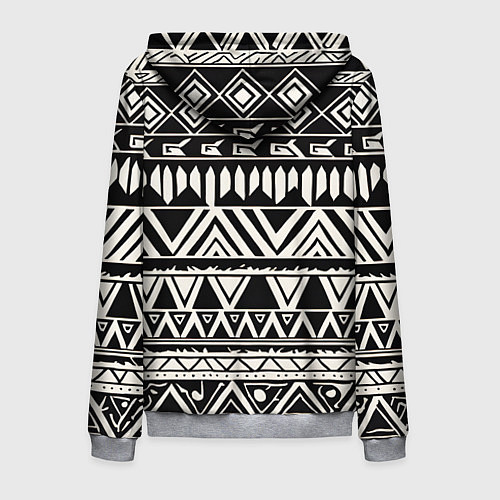 Мужская толстовка на молнии Черно белый орнамент в этническом стиле / 3D-Меланж – фото 2