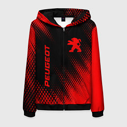 Толстовка 3D на молнии мужская Peugeot - red gradient вертикально, цвет: 3D-черный