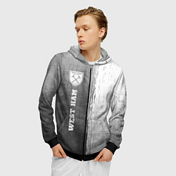 Толстовка 3D на молнии мужская West Ham - grey gradient по-вертикали, цвет: 3D-черный — фото 2