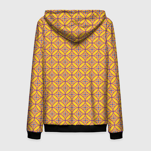 Мужская толстовка на молнии Красочный орнамент в восточном стиле / 3D-Черный – фото 2