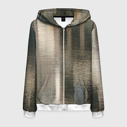 Мужская толстовка на молнии Размытые серо-бежевые полосы
