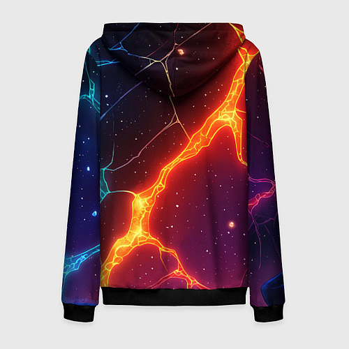 Мужская толстовка на молнии Сине-оранжевые молнии текстура / 3D-Черный – фото 2