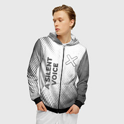 Толстовка 3D на молнии мужская A Silent Voice - white gradient вертикально, цвет: 3D-черный — фото 2