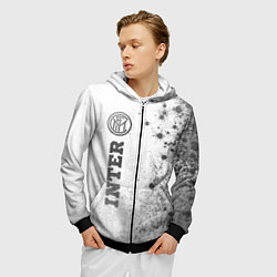 Толстовка 3D на молнии мужская Inter - white gradient по-вертикали, цвет: 3D-черный — фото 2