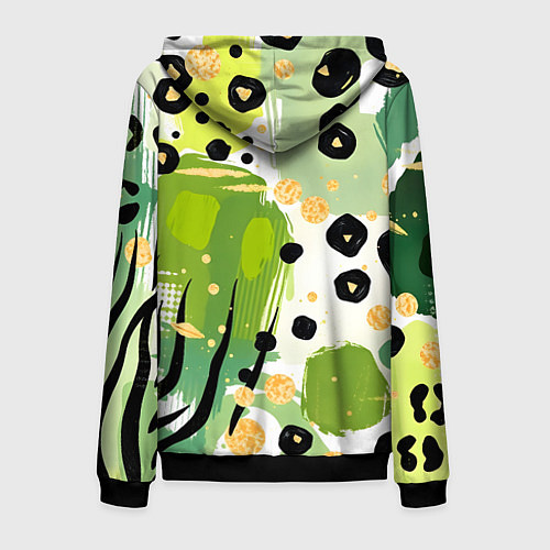 Мужская толстовка на молнии Зеленый анималистичный паттерн / 3D-Черный – фото 2