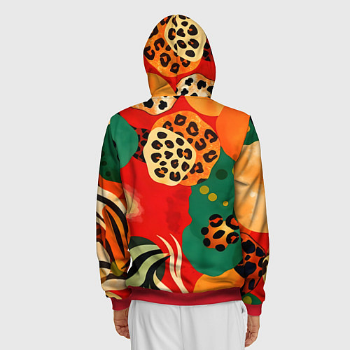 Мужская толстовка на молнии Анималистичный африканский паттерн / 3D-Красный – фото 4