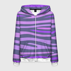 Толстовка 3D на молнии мужская Лавандовые волны, цвет: 3D-белый