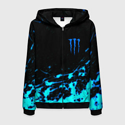 Мужская толстовка на молнии Monster energy голубые краски