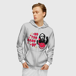 Толстовка 3D на молнии мужская Крик призрачный разговор, цвет: 3D-белый — фото 2