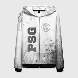 Толстовка 3D на молнии мужская PSG - white gradient вертикально, цвет: 3D-черный