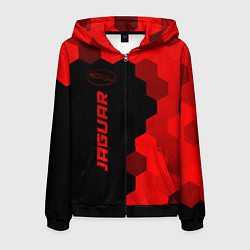 Толстовка 3D на молнии мужская Jaguar - red gradient по-вертикали, цвет: 3D-черный