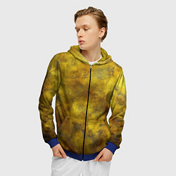 Толстовка 3D на молнии мужская Золотая ржавая текстура, цвет: 3D-синий — фото 2