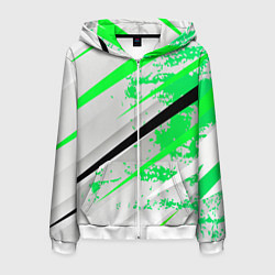 Толстовка 3D на молнии мужская Color white light green, цвет: 3D-белый