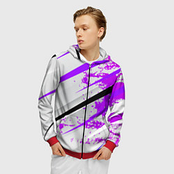 Толстовка 3D на молнии мужская Color white light pink, цвет: 3D-красный — фото 2