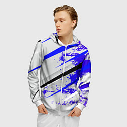 Толстовка 3D на молнии мужская Color white blue, цвет: 3D-белый — фото 2