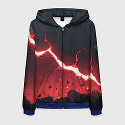 Мужская толстовка на молнии Красная молния на черной текстуре