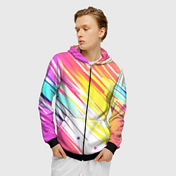 Толстовка 3D на молнии мужская Брызги краски на белом фоне, цвет: 3D-черный — фото 2