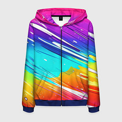 Толстовка 3D на молнии мужская Радужные брызги краски текстура, цвет: 3D-синий