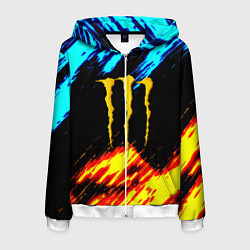 Мужская толстовка на молнии Monster energy текстура огненная