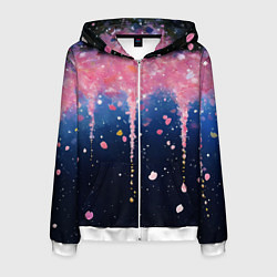 Толстовка 3D на молнии мужская Розово-синяя текстура, цвет: 3D-белый